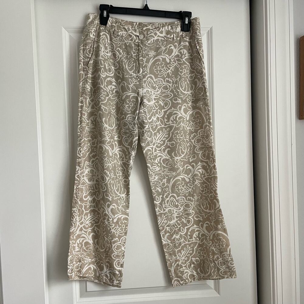 Sigrid Olsen Poet 100% Linen Wide Leg Cropped Pants Sz 4 Beachy Summer Vacation‎ - Picture 2 of 12